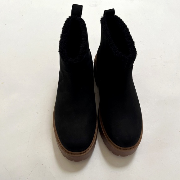 NWOB Timberland Stone Street Mid Faux Fur Black Nubuck Ankle Boots Size 10 - Picture 5 of 10